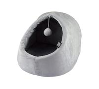 Niche avec jouet suspendu pour animaux - Gris - L 35 x l 38 x H 26 cm - Gamme Sweet Cat
