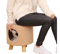Niche Chat Pouf de Lit de Chat Tabouret de Maison de Chat Polyvalent, Petite Maison Stable pour Animaux de Compagnie avec Pieds en Bois, pour les Chatons/Petits Chiens/Lapin/Lapins ( Color : Khaki )