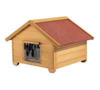 Niche chat taille S 680x530x470 mm - bois toit bitumé isolation 3 couches porte abri extérieur