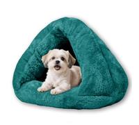 Niche chaude pour chien et chat rembourrée en coton - Petite niche apaisante et respirante - Lit en forme de chaussons mignons - Pliable et lavable - Taille S - 40 x 40 cm - Vert