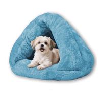 Niche chaude pour chien et chat rembourrée en coton - Petite niche apaisante et respirante - Lit en forme de pantoufles - Pliable et lavable - M - 45 x 45 cm - Bleu ciel