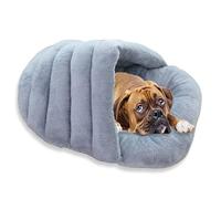 Niche chaude rembourrée en coton pour chien et chat de petite taille - Respirant - En forme de chaussons - Pliable et lavable - L - 60 x 42 cm - A)