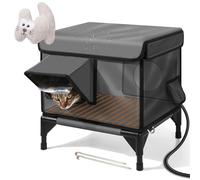 Niche chauffante d'extérieur extrêmement imperméable et résistante aux intempéries pour chat avec deux sorties, jouets pour chat et coussin chauffant, pour l'extérieur errant chat S