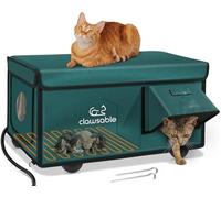 Niche chauffante indestructible pour chats d'extérieur - 100 % résistante aux intempéries - Abri sûr pour chat - Abri d'extérieur isotherme avec chauffage pour chat (vert forêt, 66 x 40,6 x 35,6 cm)