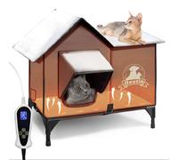 Niche chauffante indestructible pour chats d'extérieur pour chats d'hiver, 53,3 x 33 x 43,2 cm, abri d'extérieur pour chat avec interrupteur intelligent, 100 % étanche, abri d'extérieur isolé pour