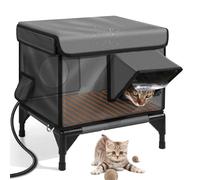 Niche chauffante pour chat d'extérieur et chat sauvage, abri isolé avec deux sorties, porte d'évacuation sûre et serrure magnétique, design résistant aux intempéries pour l'hiver