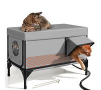 Niche chauffante pour chat - Résistante aux intempéries - Isolation thermique - Avec avant-toit étanche et porte d'évacuation pour une utilisation en extérieur - Idéale par temps froid
