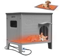 Niche chauffante pour chien avec coussin chauffant en plastique | Niche isolée pour chien pour l'hiver, niche surélevée résistante aux intempéries pour chiens de petite et moyenne taille