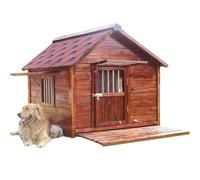Niche Chien Cage A Chien Chenil for Chienn Exterieur avec Toit Résistante Aux Intempéries Fabriquée en Bois Massif Plancher Rétractable Niche Extra-Large(130 * 150 * 140cm)