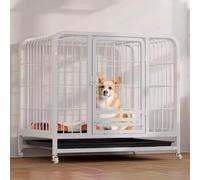 Niche Chien Chenil for Chien Exterieur Parc À Chiot 3 Portes Verrouillage Automatique Fabriquée en Métal Facile À Nettoyer avec roulettes Pivotantes Et Plateau(Black,61 * 45 * 58cm)