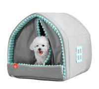Niche confortable pour chiens, hiver pour chiens et chats - Lits pour rideaux pour chats fermés pour les chats d'intérieur, avec porte extérieure pour chiens de petite taille de repos pour animaux Dom