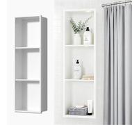 Niche de douche 3 étagères en acier inoxydable avec étagère, sans carrelage, pour rangement de salle de bain, blanc