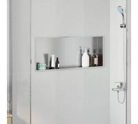 vidaXL Niche de douche 45 x 30 x 9,5 cm acier inoxydable noir, étagère rectangulaire