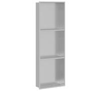 Niche de douche argentée en acier inoxydable 90 x 30 x 9,5 cm avec beaucoup d'espace de rangement et installation facile, résistant à la corrosion, pour salle de bain intérieur, polyvalent