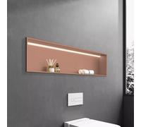 Niche de Douche avec éclairage LED - Étagère Murale de Rangement étanche en Acier Inoxydable, Installation sans carrelage, Design encastré pour salles de Bains à Faire soi-même, Finition lai
