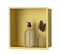 Niche de douche carrée, séparateur de rangement pour douche avec fixation murale, étagères de salle de bain en acier inoxydable, niche pour salle de bain avec étagère imperméable intégrée, or, 12,5 x