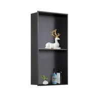 Niche de douche carrée, séparateur de rangement pour douche avec fixation murale, étagères de salle de bain en acier inoxydable, niche pour salle de bain avec étagère imperméable intégrée, noir, 27,6