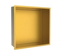 Niche de Douche en Acier Inoxydable 304 brossé doré (32 x 32 cm) - Rangement Mural encastré à Un Seul Niveau pour Objets du Quotidien et décoration Murale, Organisateur de Salle de Bain, des