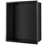 Niche de douche en acier inoxydable avec finition noire mate, 32,6 x 32,6 x 12,9 cm, design antirouille pour une installation facile