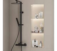 Niche de douche en acier inoxydable avec lumière LED - Étagère encastrée à 3 niveaux pour un rangement facile de la salle de bain, pas de carrelage nécessaire, installation simple