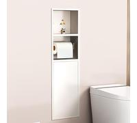 Niche de douche en acier inoxydable avec lumières LED - Étagère de douche encastrée pour shampooing et savon - Solution de rangement murale moderne pour salle de bain