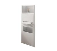 Niche de douche en acier inoxydable avec poubelle, étagère murale encastrée, étagère de rangement pour rouleau de papier de douche sans carrelage, casier de salle de bain (blanc 11 x 5,3 x 27,5 pouces