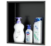 Niche De Douche en Acier Inoxydable, Étagère De Douche Encastrée, Kit D'Installation De Douche Murale Dissimulée, Rangement Prêt À Carreler, Décoration D'Intérieur pour Shampoing Et Savon, Noir, 32 X