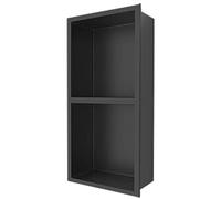 Niche de douche en acier inoxydable, étagère de rangement encastrée d'une pièce pour salle de bain, shampoing et articles de toilette, étagère de douche imperméable, BIDHCKQ50051-Noir-28 x 70 x 12,5