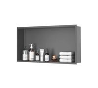 Niche de douche en acier inoxydable - Étagère murale étanche pré-assemblée, rangement encastré pour salle de bain, 32 x 12,5 x 62 cm, gris, idéal pour l'organisation de la cuisine et du salo
