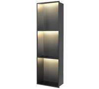 Niche de douche en acier inoxydable, étagères murales imperméables pour salle de bain, niche de douche encastrée pour salon, cuisine, chambre et salle de bain, noir 90 x 28 x 12,5 cm