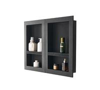 VEVOR Niche Encastrable Salle de Bain, 40,6x61 cm + 40,6x61 cm, Niche Douche Encastrable Murale Étagères Organisateur Rangement Moderne, pour Stockage de Savon, Shampoing, Douche, Salle de Bains, Noir