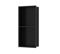 Niche de Douche Encastrable Salle de Bain, Niche de Douche Encastrée en Inox 304 Noir, Étagère Encastrée pour Rangement pour Shampoing et Articles de Toilette(333 * 638 * 100mm(Double-grid))