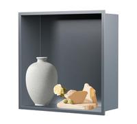Niche de douche encastrée carrée et étanche - Organiseur mural gris élégant pour le rangement du shampoing et du savon, étagère simple antirouille, solution de salle de bain idéale pour un g