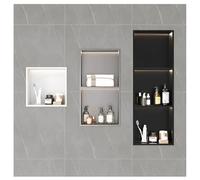 Niche De Douche Encastrée En Acier Inoxydable 304, 1/2/3/4 Étagères - Étagère Murale Pour Rangement Et Décoration Intérieure, Niche Murale Sans Carrelage Avec Éclairage LED(Grey,700x280x125mm)
