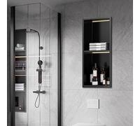 Niche de douche encastrée en acier inoxydable 304 de qualité commerciale avec lumière LED, niche murale de salle de bain, rangement encastré à plusieurs niveaux for la rénovation de la maison, hôtel