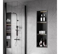 Niche de douche encastrée en acier inoxydable 304 de qualité commerciale avec lumière LED, niche murale de salle de bain, rangement encastré à plusieurs niveaux for la rénovation de la maison, hôtel