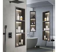 Niche de douche encastrée en acier inoxydable, aucune installation de carrelage nécessaire, étagère de rangement horizontale ou verticale pour salle de bain, 1 niveau