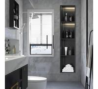 Niche de douche encastrée en acier inoxydable avec lumière LED, base inclinée pour un drainage efficace de l'eau, pas d'installation de carrelage nécessaire pour la salle de bain