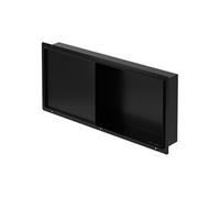 LuxeBath Niche de Douche Encastrée en Acier Inoxydable Brossé avec Porte Carrelable, Schwarz