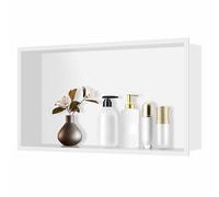 Niche de douche encastrée en acier inoxydable, étagère de salle de bain étanche, support de rangement mural pour poubelle, noir mat, 72 x 32 cm, avec éclairage - Étagère murale encastrée pou