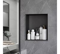 Niche de douche encastrée facile à bricoler, niche murale en acier inoxydable 304 noir mat à 1/2/3 niveaux, étagère de douche facile à installer for la rénovation de salle de bain et le rangement