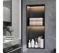 Niche de douche encastrée facile à bricoler, niche murale en acier inoxydable 304 noir mat à 1/2/3 niveaux, étagère de douche facile à installer for la rénovation de salle de bain et le rangement