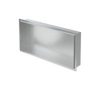 Niche de douche encastrée murale en acier inoxydable argenté 60x30x10 cm, étagère carrelable sans rebord, rangement accessoires et articles de