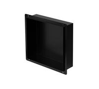 Niche de douche encastrée murale en acier inoxydable noir 30x30x10 cm, étagère carrelable sans rebord, rangement accessoires et articles de toilette