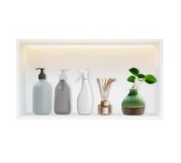 Niche de douche LED 61 x 30 cm - Étagère murale encastrée sans carrelage, en acier inoxydable blanc avec bande LED, idéale pour les salles de bain de particuliers et d'hôtels. Solution de ra