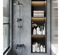 Niche de douche lumineuse à LED pour salle de bain, étagère murale encastrée avec soudure sans couture, installation horizontale ou verticale facile, améliore l'esthétique de la salle de bain