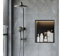 Niche de douche lumineuse à LED pour salle de bain, étagère murale encastrée avec soudure sans couture, installation horizontale ou verticale facile, améliore l'esthétique de la salle de bain