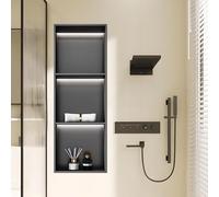 Niche de Douche Murale en Acier Inoxydable avec éclairage LED - Pas Besoin de carrelage, Rangement Compact pour shampoing et Gel Douche, Organisateur de Salle de Bain Moderne