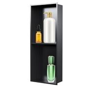 niche de douche, Niche encastrée en acier inoxydable 304, niche de douche, montage au plafond, noir et gris, 28 x 70 125 cm(Black)