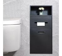 Niche de Douche, Niches de douche encastrées en acier inoxydable, support de rangement mural pour papier toilette, porte-papier toilette encastré, étagère encastrée avec seau basculant (noir 11,8 x 26